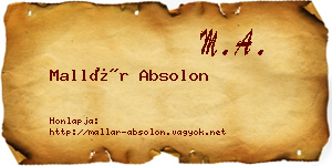 Mallár Absolon névjegykártya